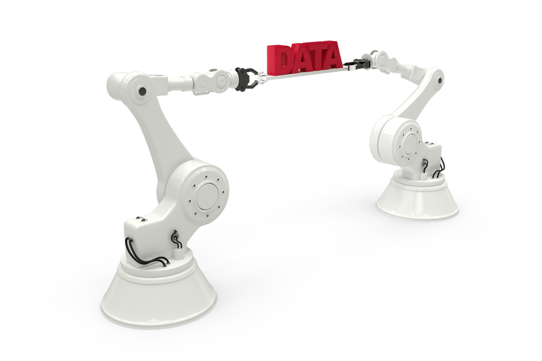 Transparent Illustration Robotic Arms Handling 'Data' text - Download Free Stock Images Pikwizard.com