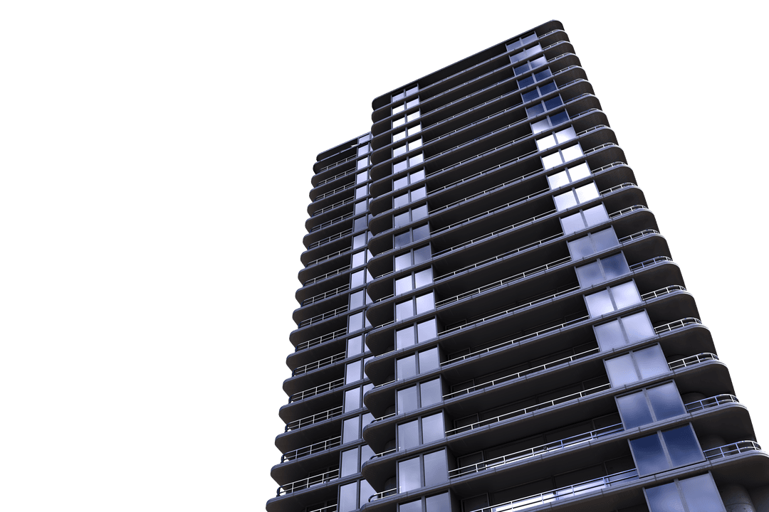 Transparent Modern Skyscraper on Dark Background