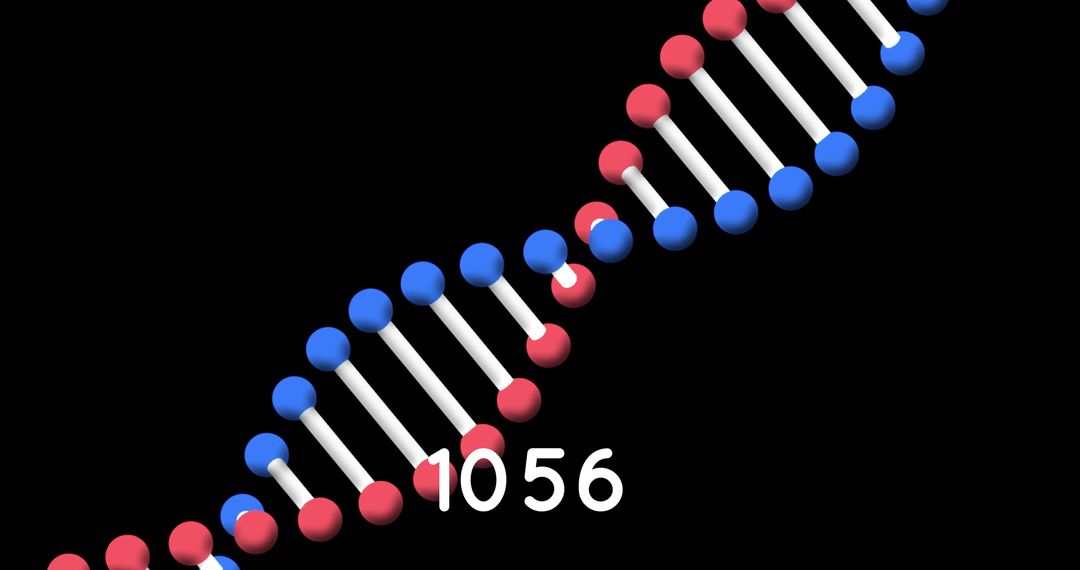 Rotating DNA Helix with Dynamic Numbering on Black Background