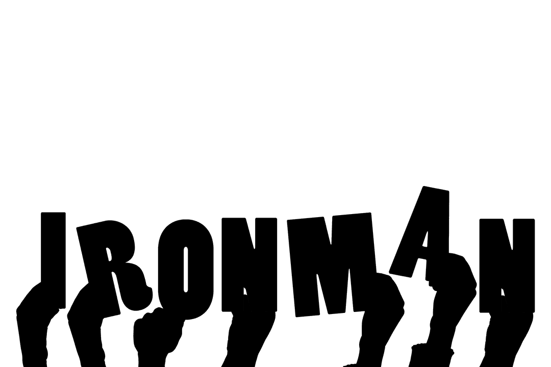 Digital Artistic Hands with Ironman Text Transparent Background