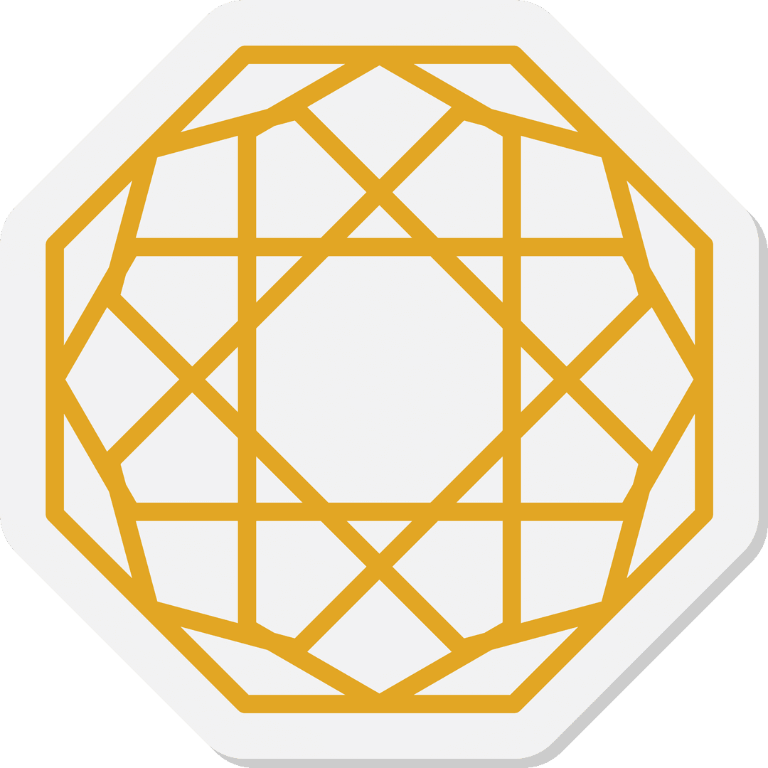 Geometric White and Yellow Octagon Digital Illustration Transparent Background