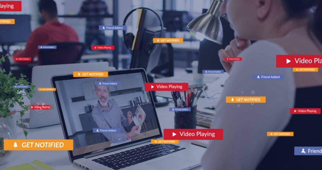 Professional Video Call with Social Media Integration in Office