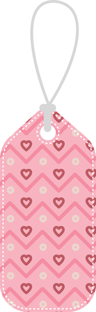 Pink Label with Heart Patterns on Transparent Background