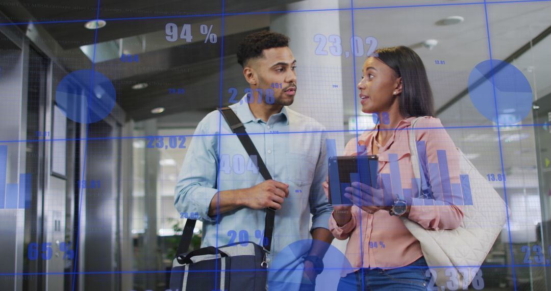 Diverse Coworkers Analyzing Business Growth and Data Trends