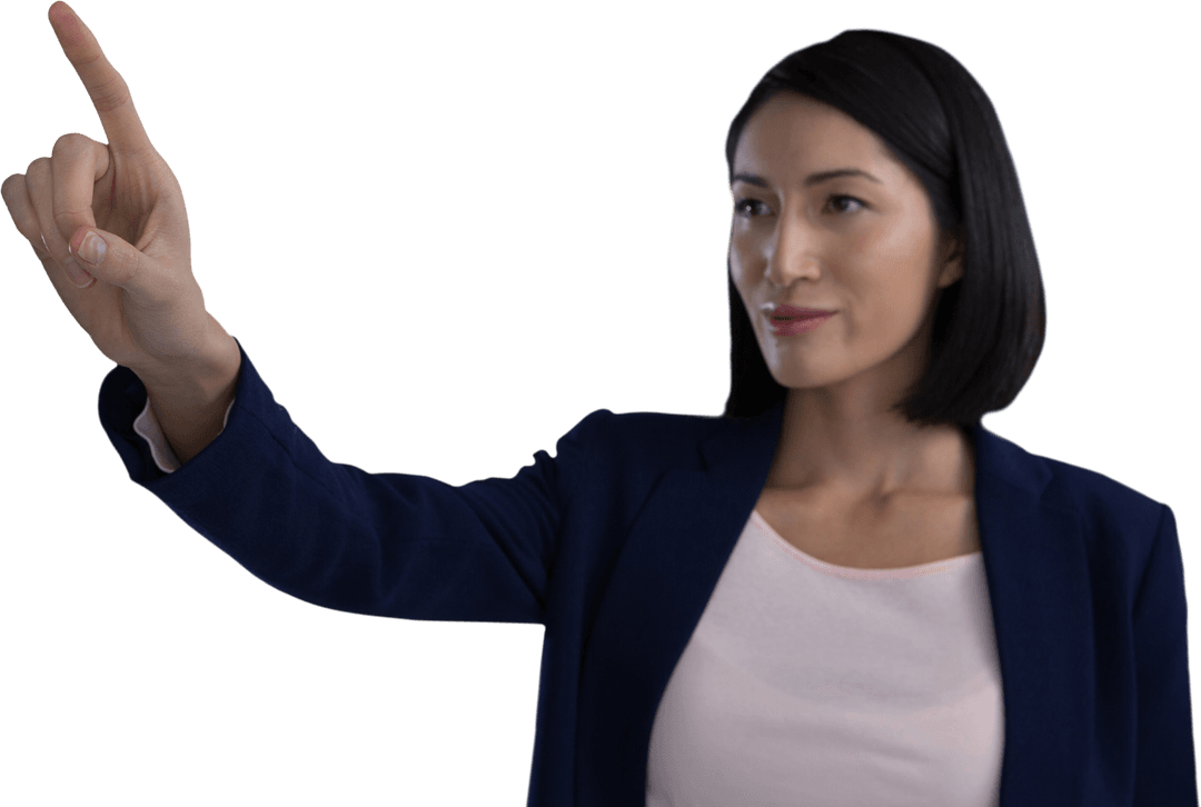 Confident Businesswoman Using Transparent Virtual Interface