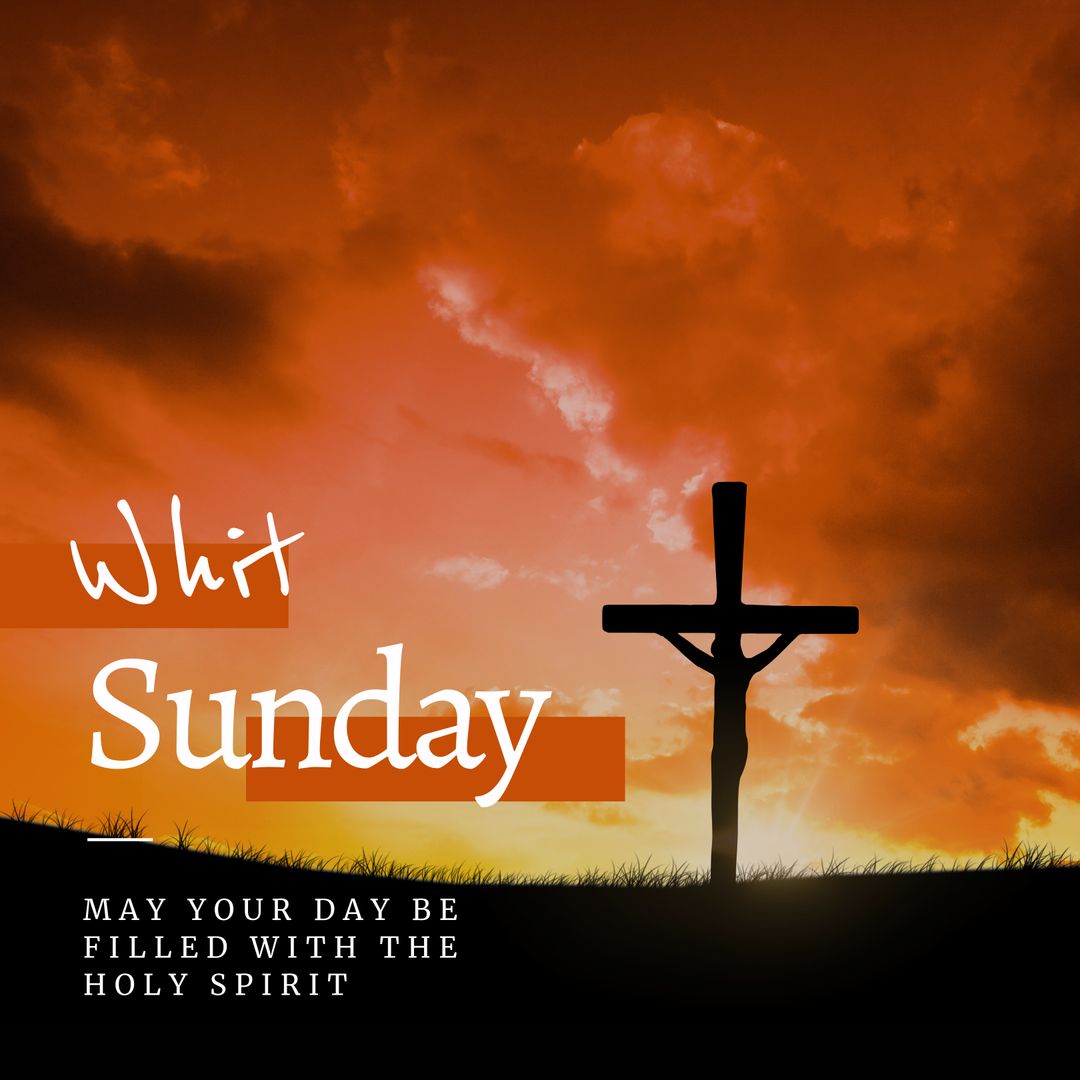 Christian Cross in Sunset with Whit Sunday Message - Download Free Stock Images Pikwizard.com