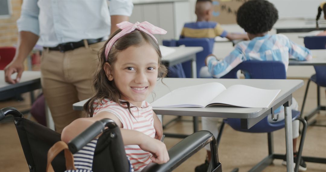 Smiling Young Student in Wheelchair in Classroom Setting - Free Images, Stock Photos and Pictures on Pikwizard.com