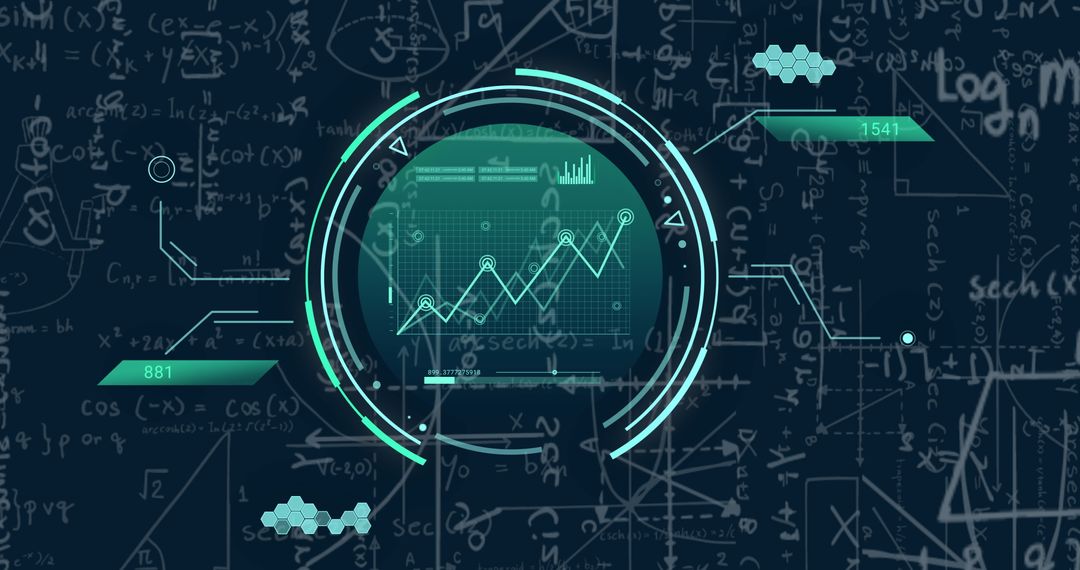 Digital Data Interface Over Mathematical Equations Concept