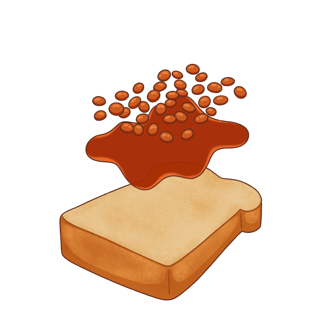 Baked Beans Pouring Over Bread with Thick Sauce Transparent Design