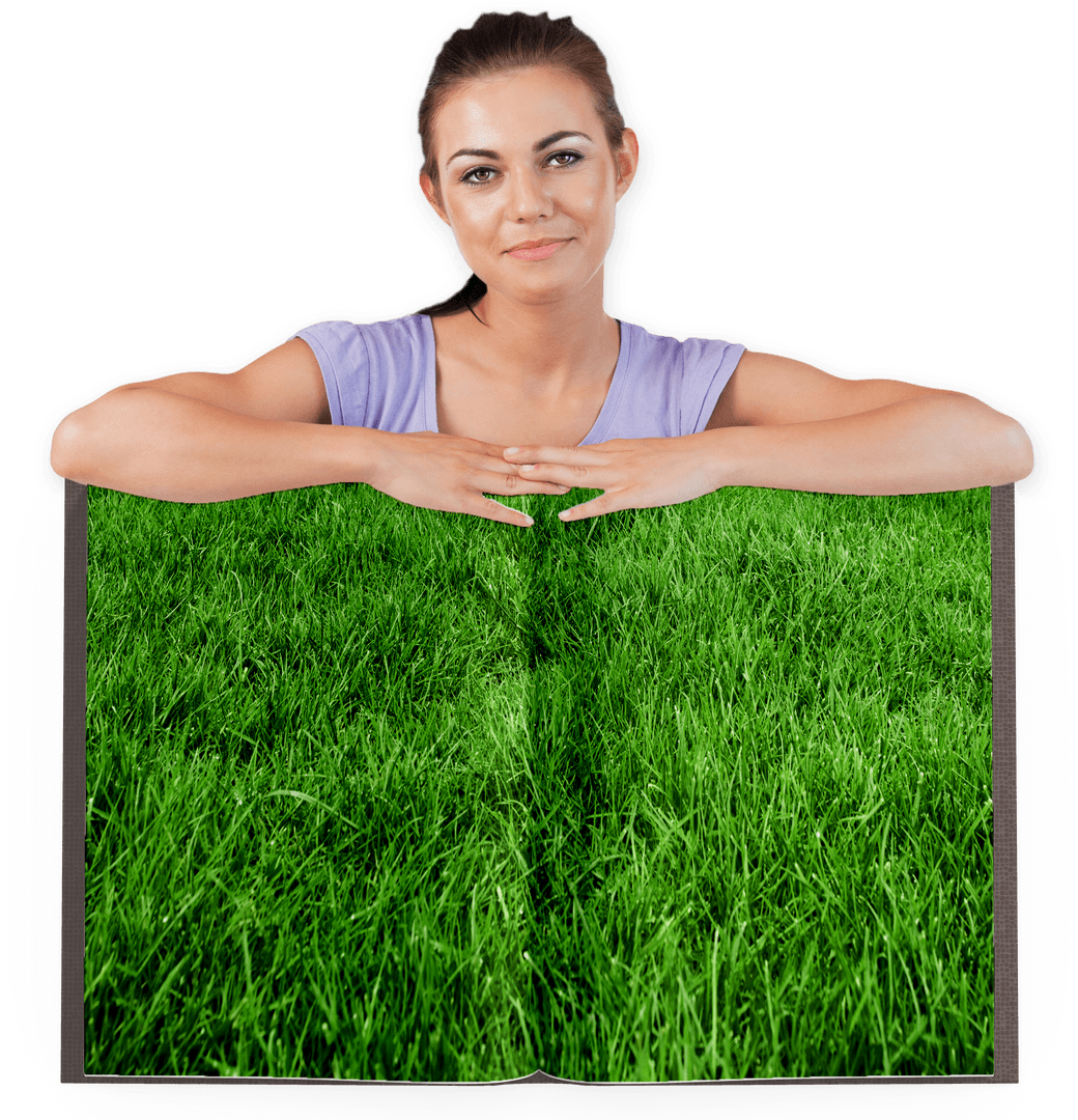 Transparent Conceptual Art of Woman with Open Lawn Book