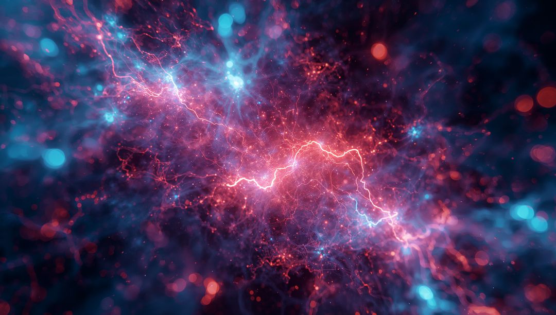 Vibrant Energy Filament Lightning in Cosmic Scene