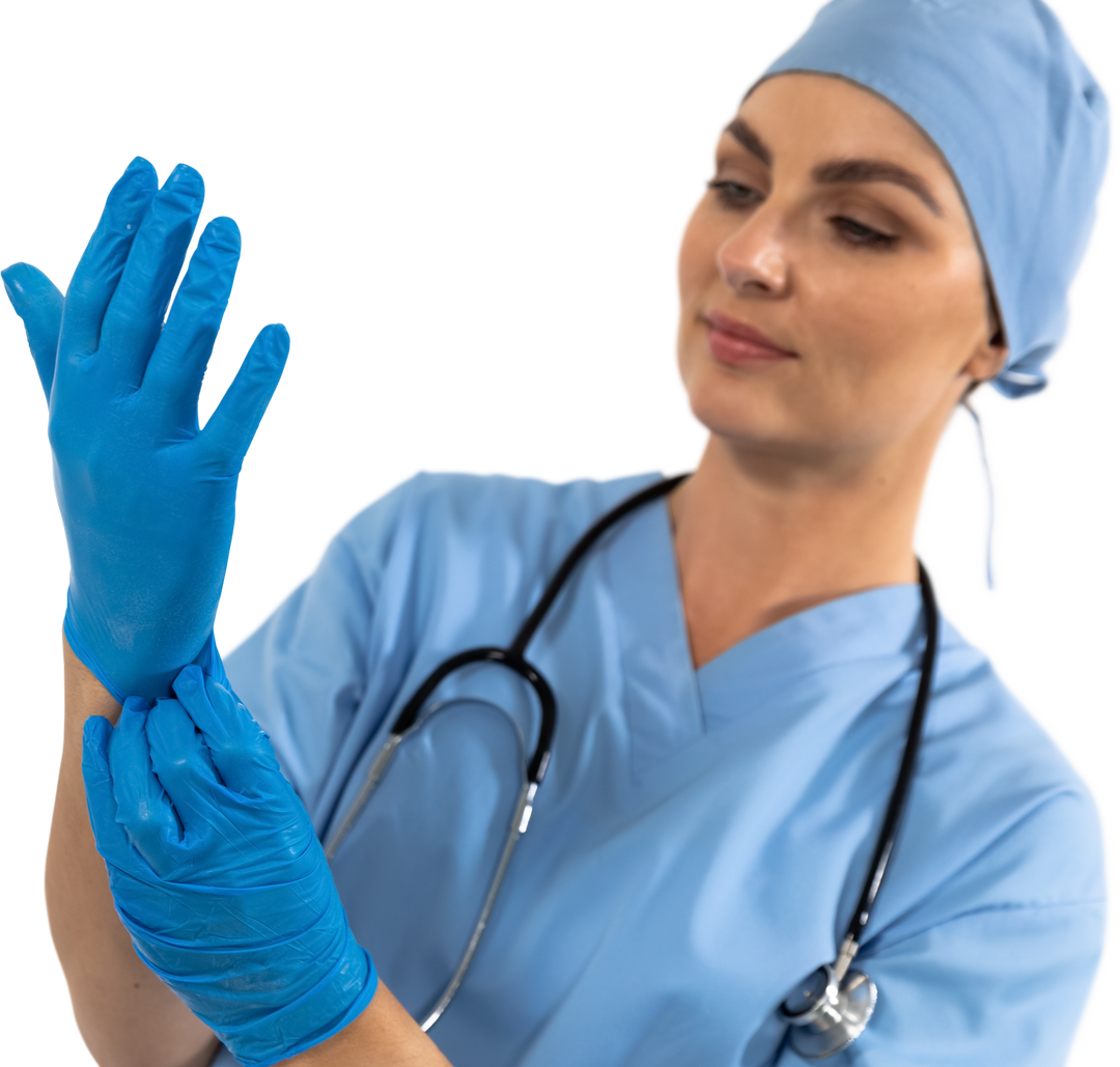 Confident Health Worker Wearing Gloves Preparing for Procedure - Transparent Background - Download Free Stock Images Pikwizard.com