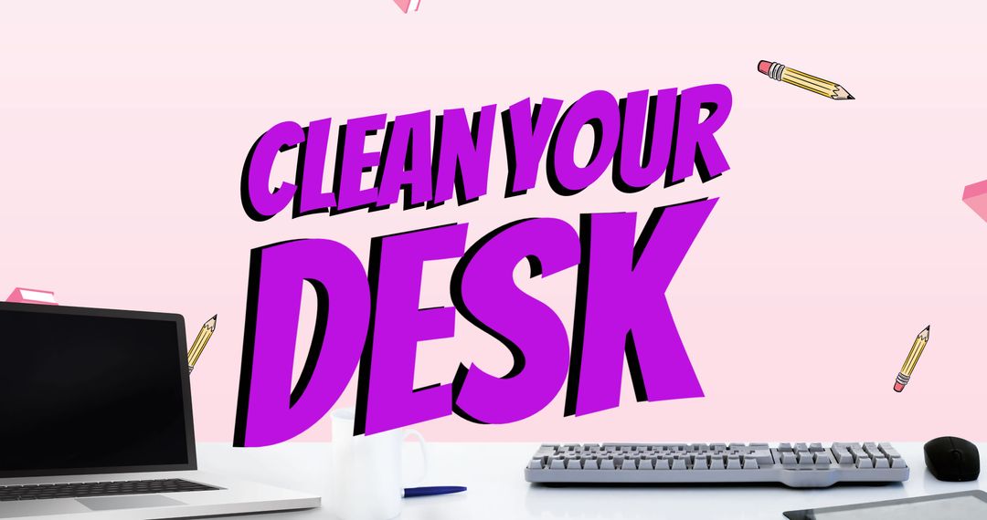 Desk Organization Concept with Motivational Text and Office Supplies