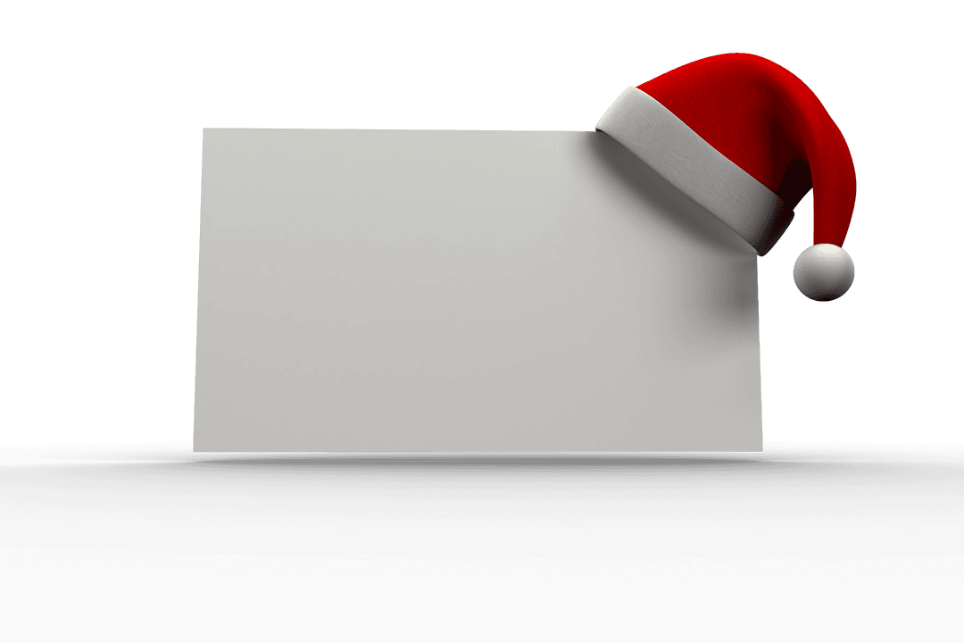 Transparent Poster with Festive Santa Hat Overlay for Christmas