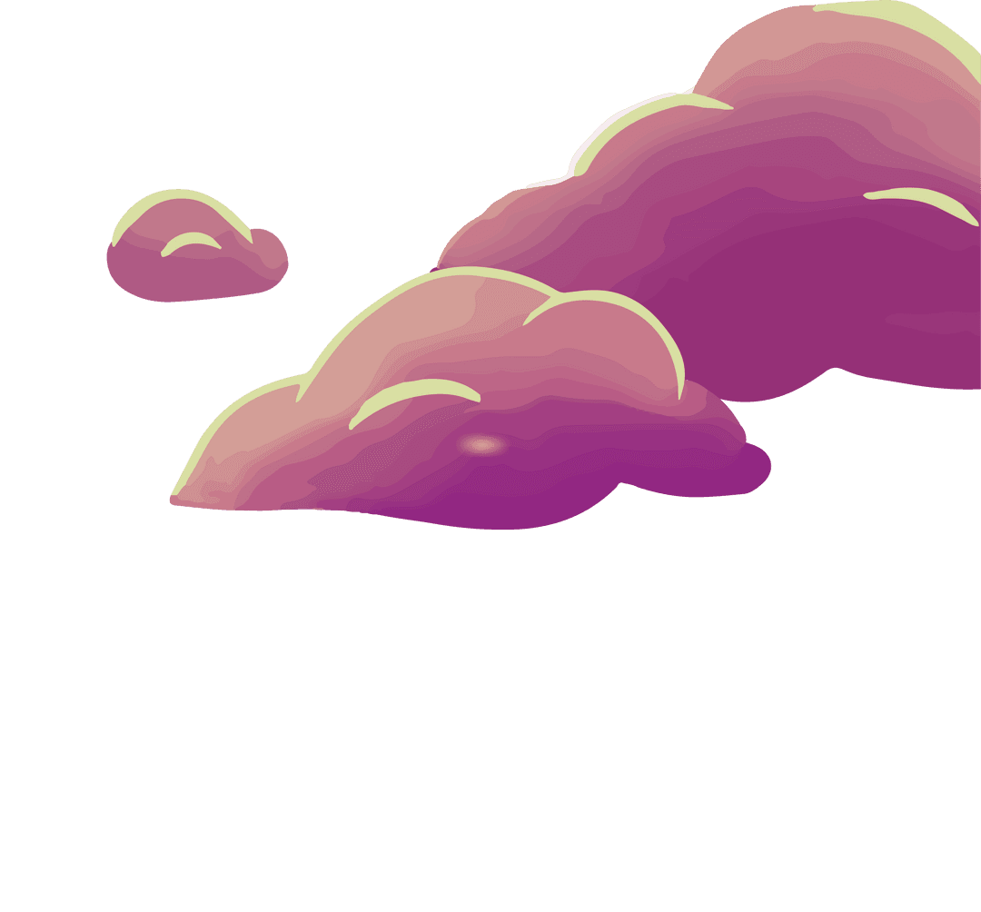 Vibrant Pink and Purple Gradient Clouds on Transparent Background