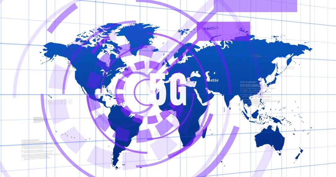 Global 5G Network Connectivity Over World Map