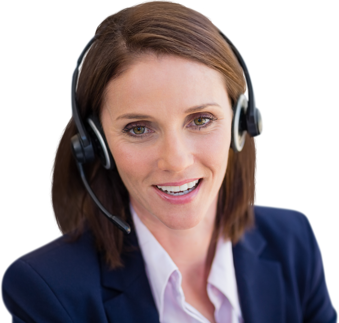 Transparent Smiling Woman Talking on Headset - Download Free Stock Images Pikwizard.com