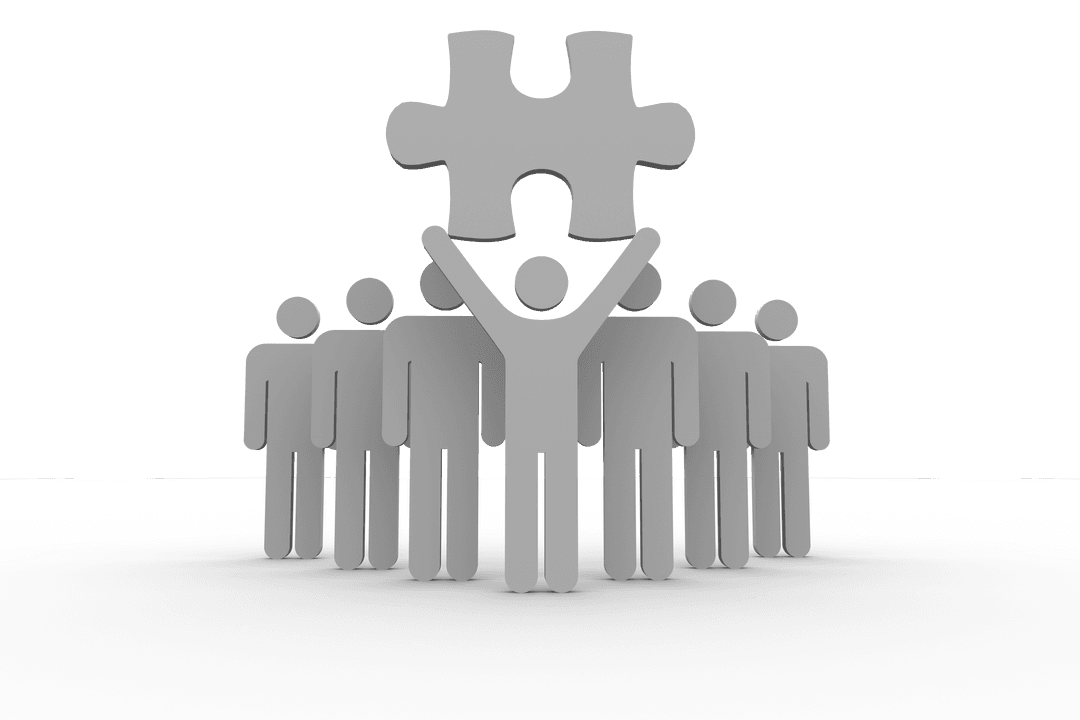 Figures Linking Puzzle Piece on Transparent Background