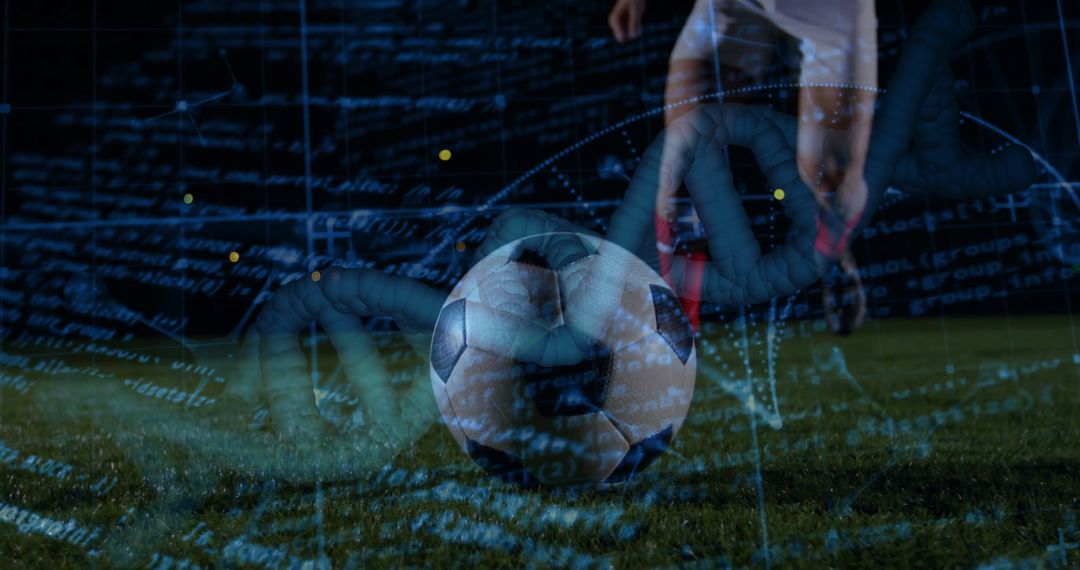 Futuristic Soccer Field with Technology Overlay