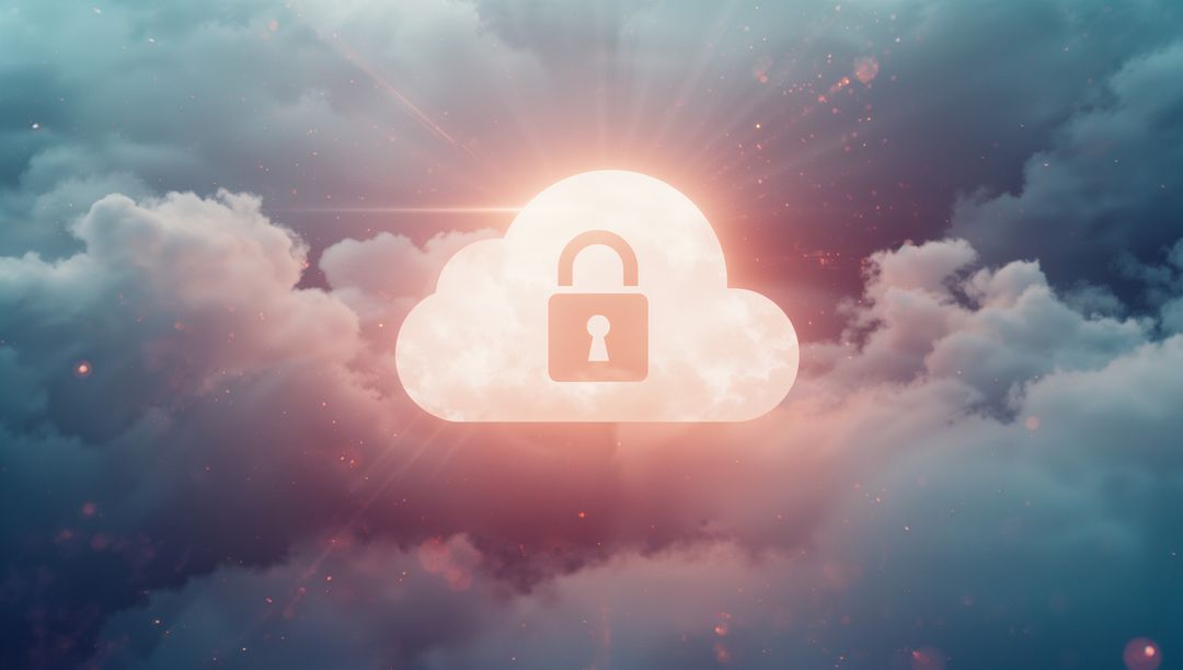 Cloud Security Concept with Padlock Icon in Sky