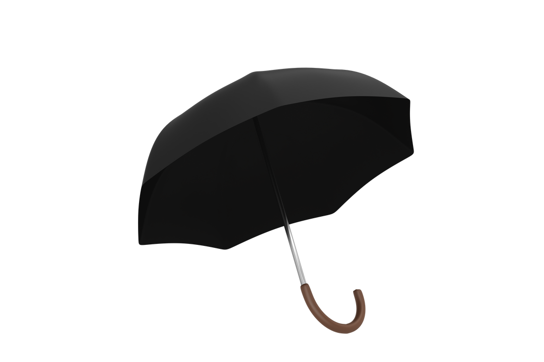 Black Umbrella with Wooden Handle on Transparent Background - Download Free Stock Images Pikwizard.com