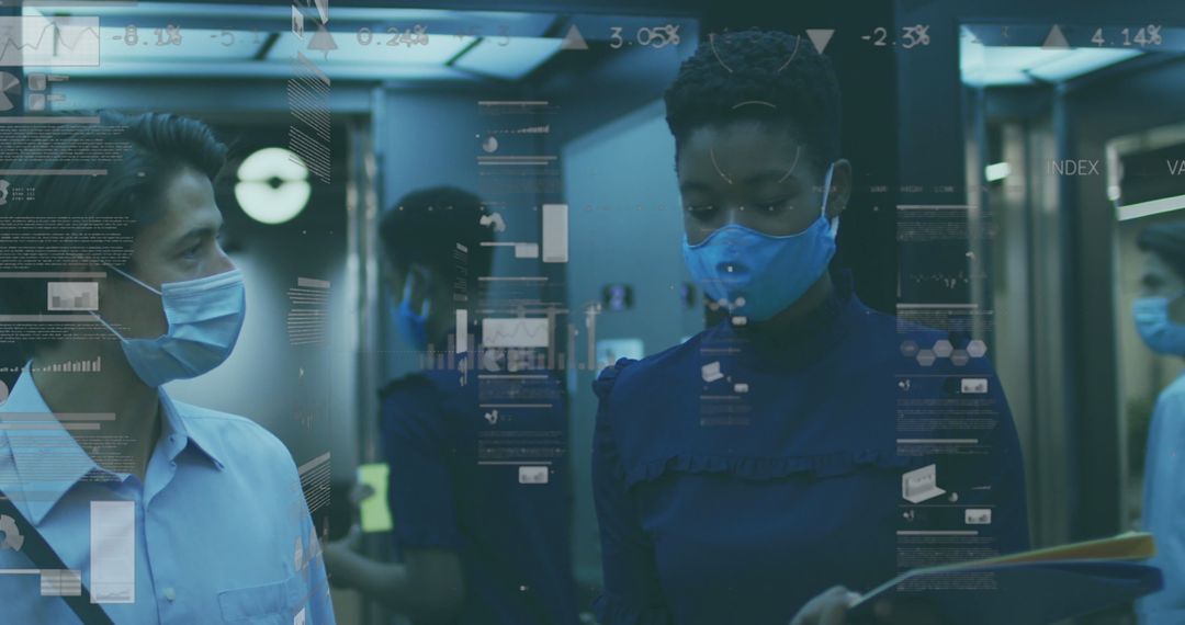 Diverse Business Team Discussing amid Financial Digital Data