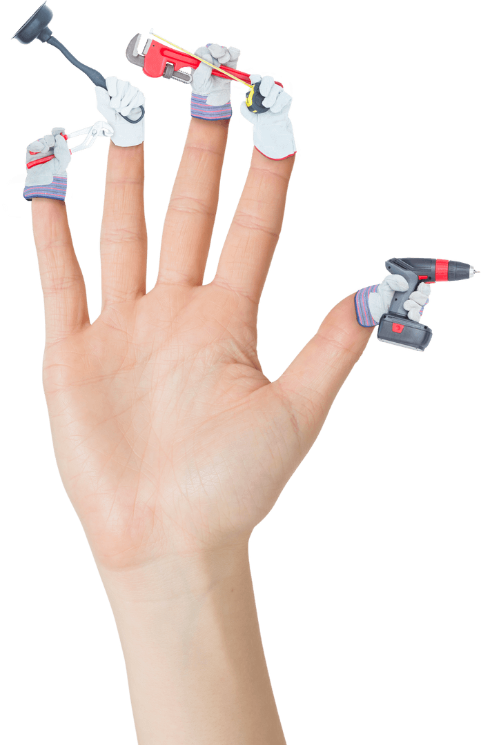 Transparent Hand with Tools on Fingers Concept