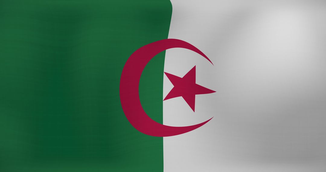 Waving Flag of Algeria Symbolizing National Pride