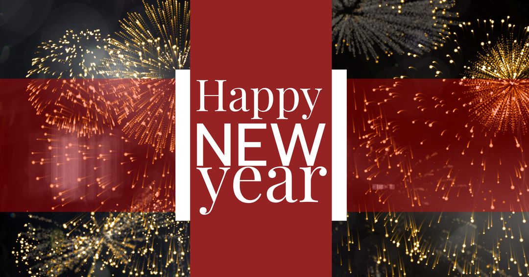 Festive New Year Celebration with Vibrant Fireworks Display