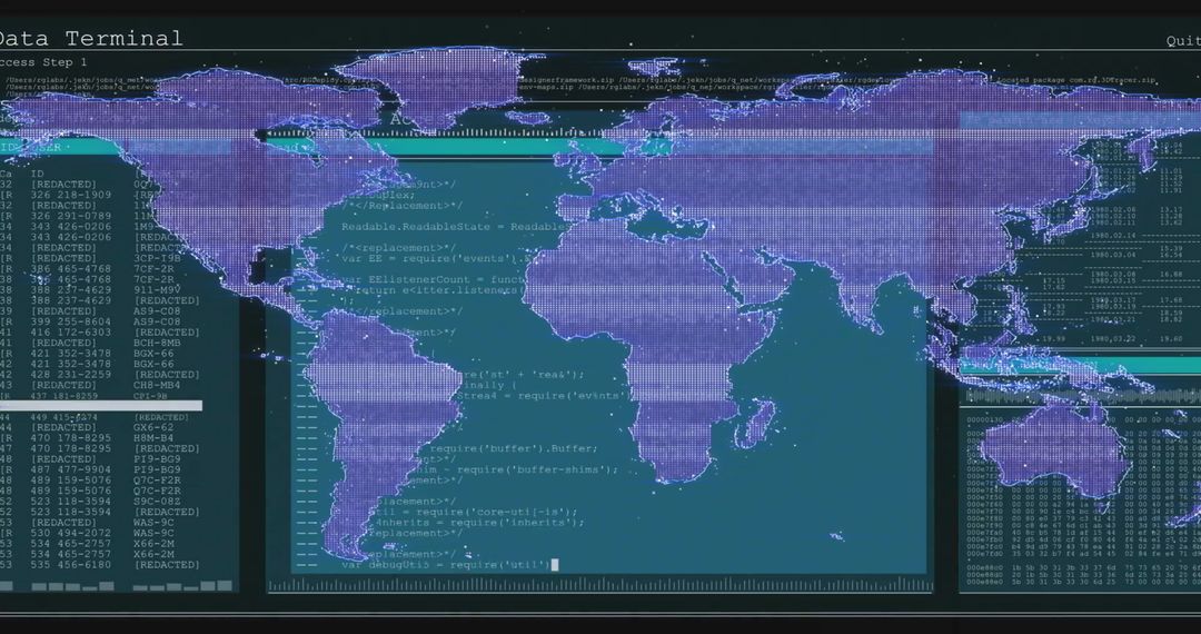 Digital World Map with Financial Data and Code