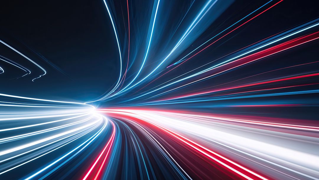 Futuristic Curved Highway with Neon Light Trails