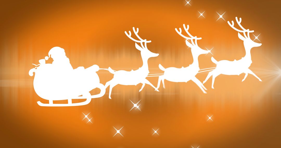 Festive Santa Sleigh Silhouette Against Orange Glow - Free Images, Stock Photos and Pictures on Pikwizard.com