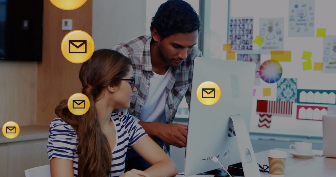 Team Collaborating on Communication Technology in Modern Workspace