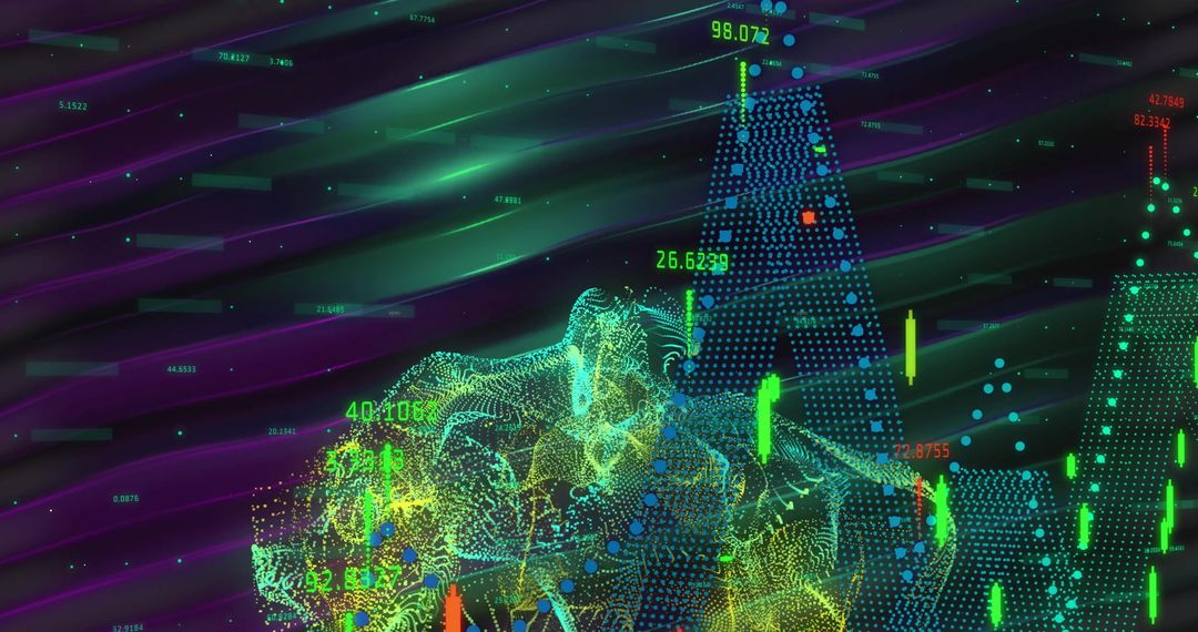 Dynamic data processing visualization with neon light trails