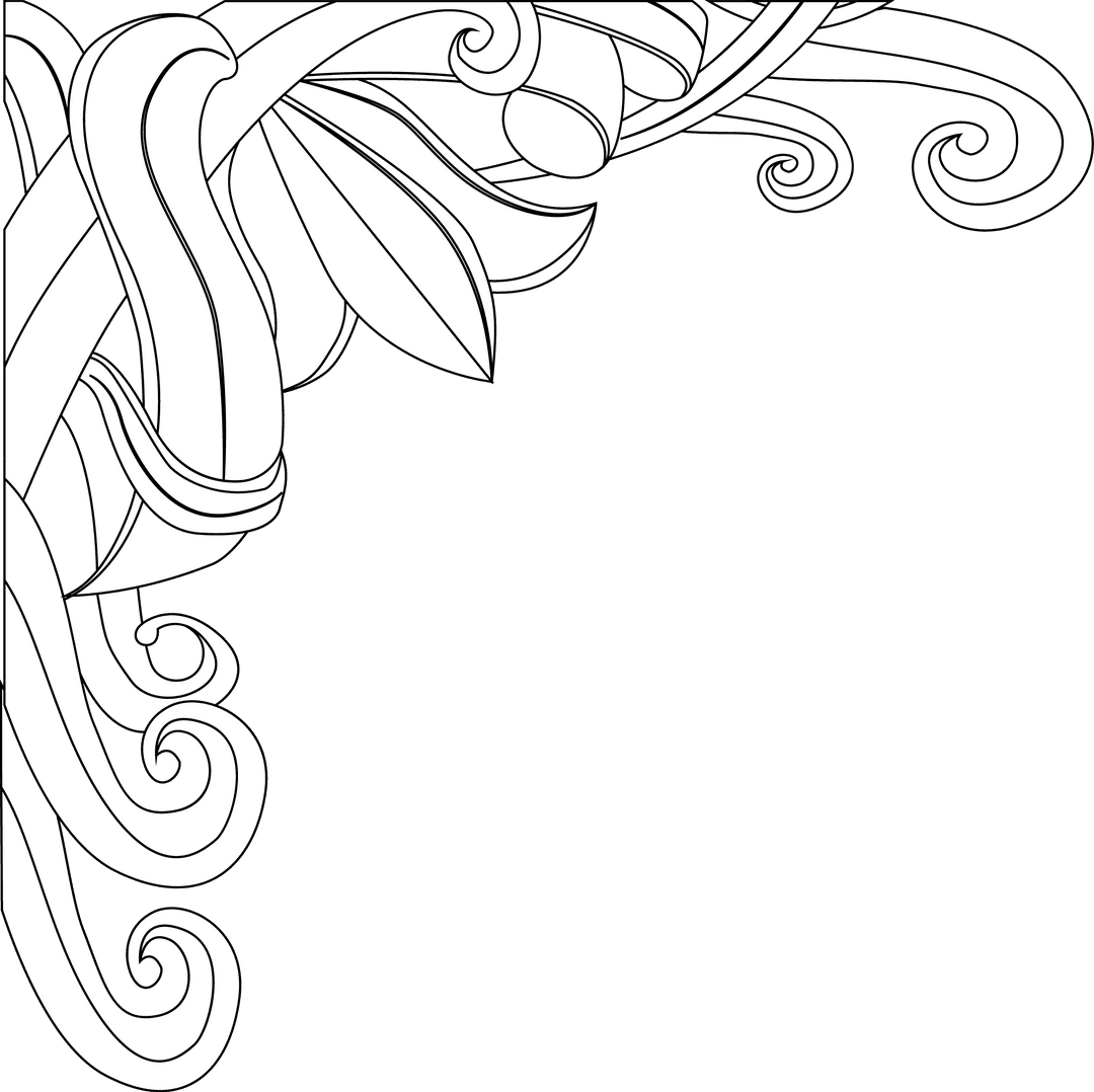 Elegant Transparent Corner Flourish with Leaves and Swirls