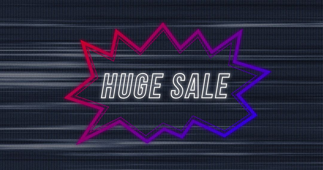 Retro Huge Sale Neon Spectrum Text on Digital Background