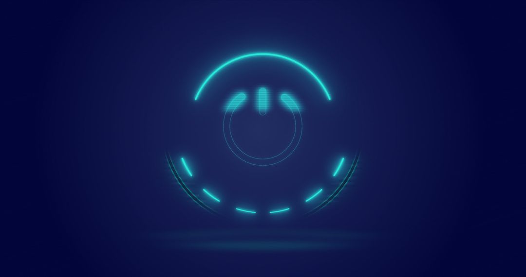 Futuristic Glowing Power Button Over Dark Background