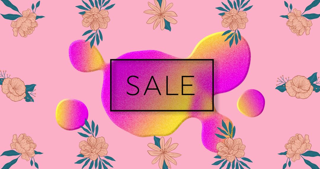 Vibrant Sale Banner with Gradient Blob and Floral Elements - Free Images, Stock Photos and Pictures on Pikwizard.com