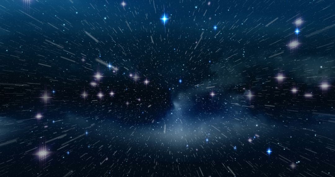 Dynamic Light Trails with Shimmering Stars in Space