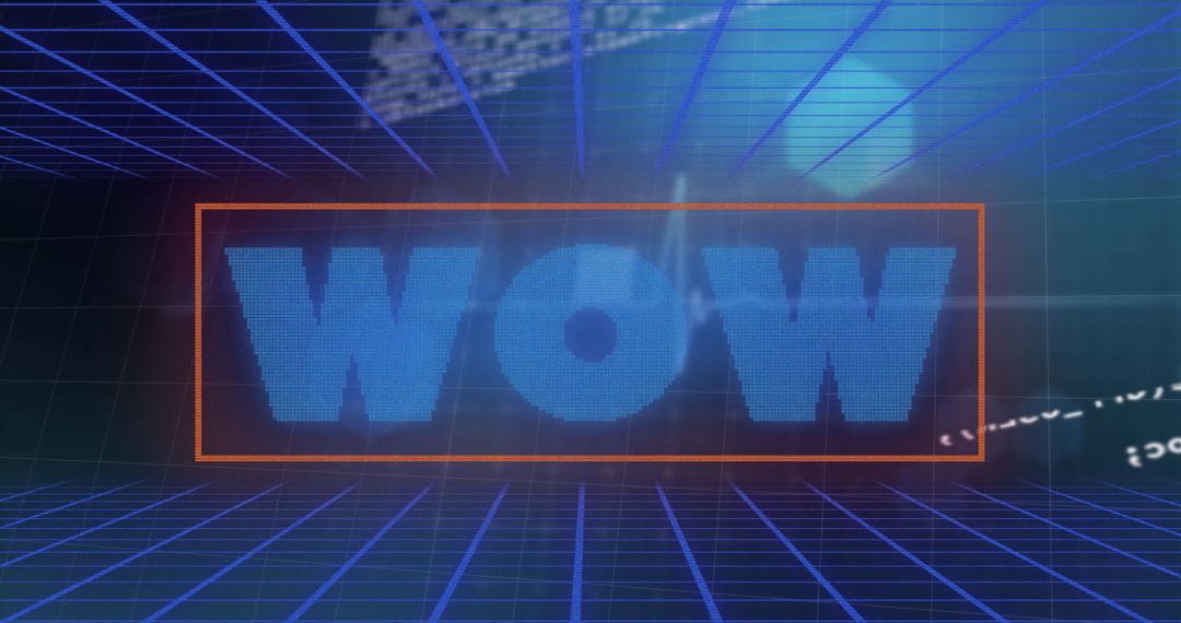 Futuristic WOW Text on Digital Grid Interface