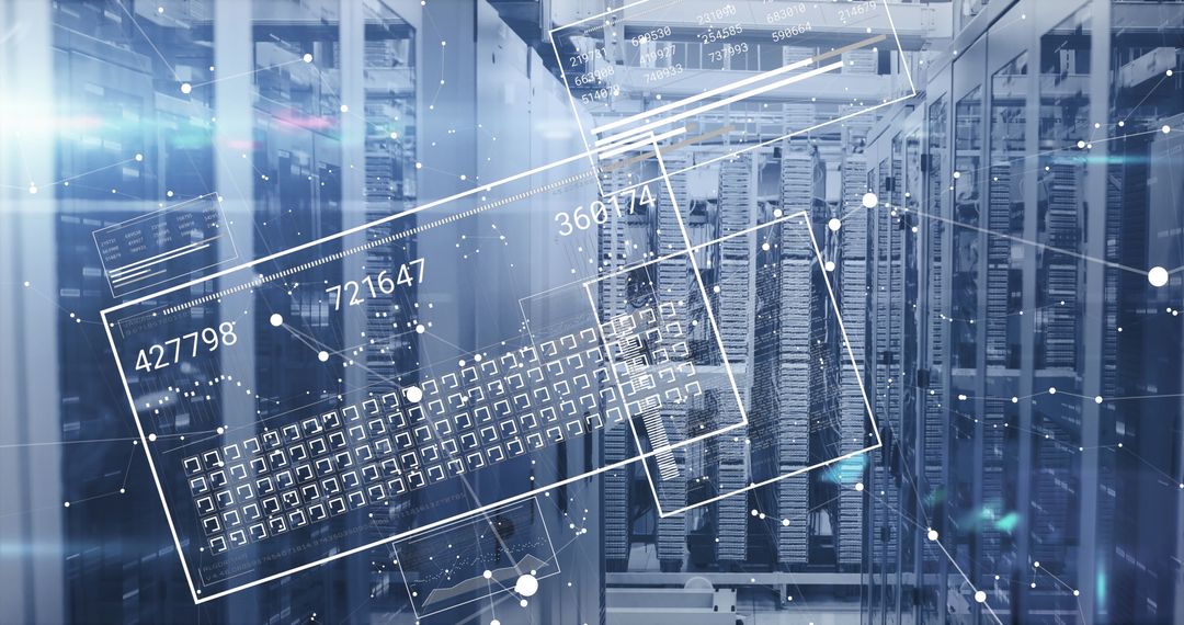 Digital Interface with Abstract Data Against Server Room
