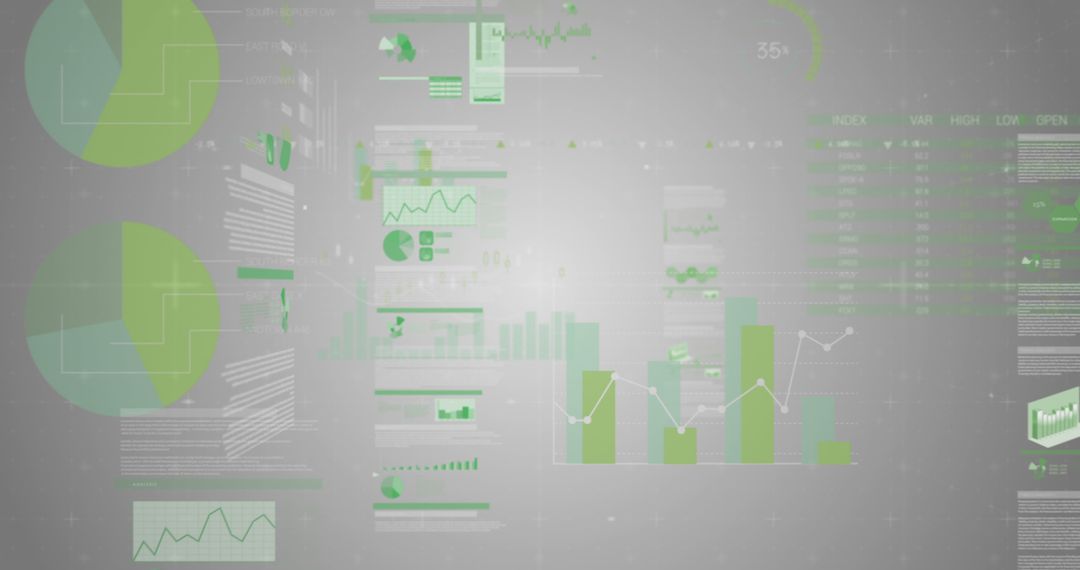 Abstract Financial Data Analysis with Green Graphs and Charts - Free Images, Stock Photos and Pictures on Pikwizard.com