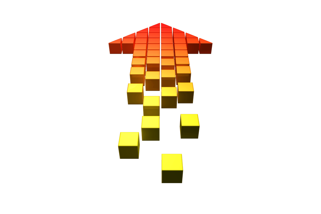 Red Yellow Gradient Arrow Isolated on Transparent Background