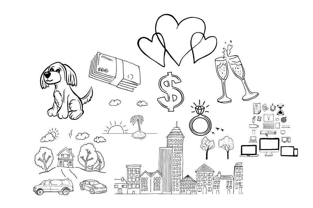 Luxury Symbols and Finance Icons on Transparent Background