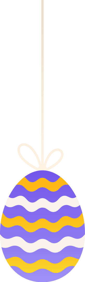 Colorful Wavy Easter Egg Ornament on Transparent Background