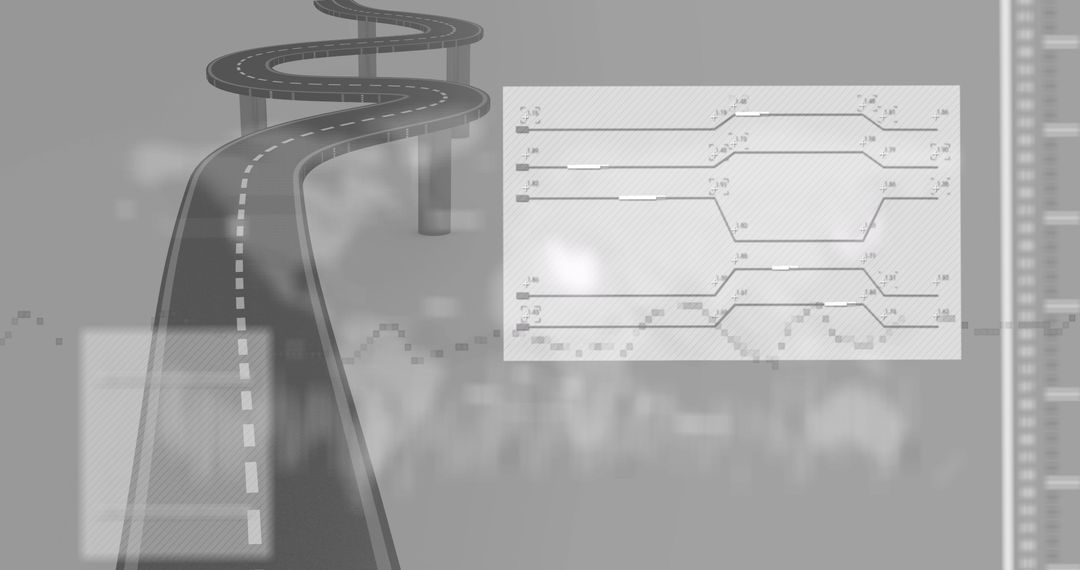 Abstract Grey Background with Curvy Road and Graphical Overlay