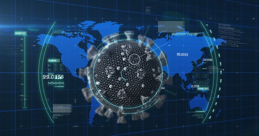 Futuristic Digital Globe with Global Technology Analytic Data Visualization