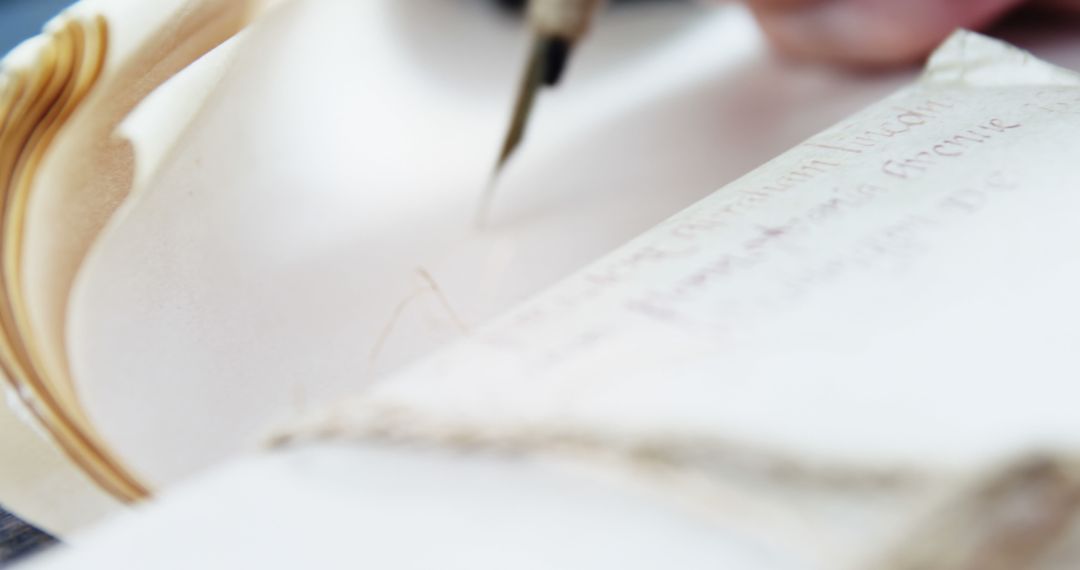 Closeup of Historical Letter Writing with Quill Pen - Free Images, Stock Photos and Pictures on Pikwizard.com