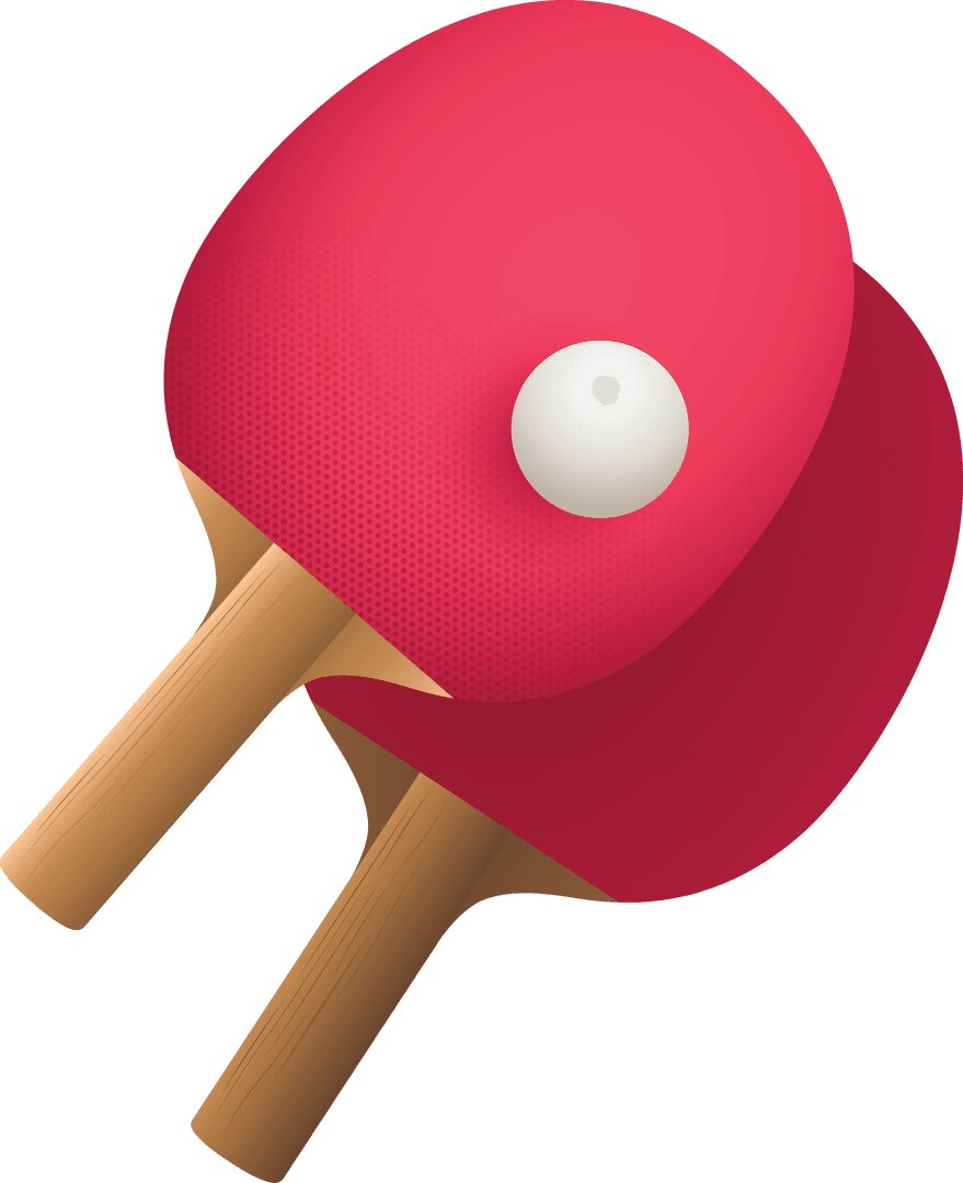 Vector Table Tennis Rackets with Ball on Transparent Background