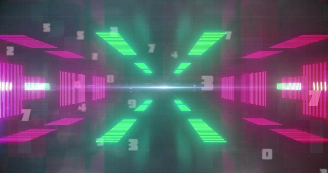 Neon Lights and Numbers in Futuristic Digital Space